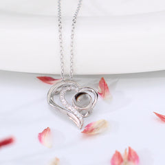 Personalisierte Projektion Kette mit Bild im Stein - Herzen Zusammen Anhänger mit Foto Projektion