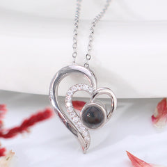 Personalisierte Projektion Kette mit Bild im Stein - Herzen Zusammen Anhänger mit Foto Projektion