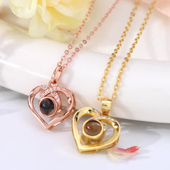 Foto-Projektionskette Herzanhänger mit Zirkonia – personalisiert