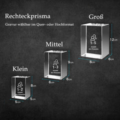 Personalisierter 3D Kristall mit Foto - Rechteckiger Glasblock mit Lasergravur, LED-Leuchtsockel und einzigartigem Design als bleibende Erinnerung und Dekoration
