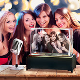 Personalisierter 3D Kristall mit Foto - 24-Eckiger Glasblock, horizontale Lasergravur und LED-Sockel für unvergessliche Erinnerungen