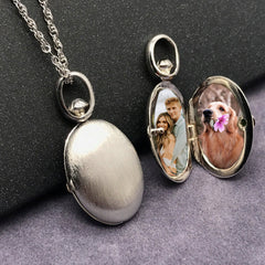 925 Silber Ovale Medaillon Halskette mit Foto und Text - Kettenstil und -länge wählen