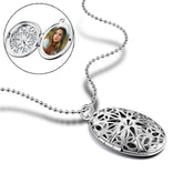 Hochwertige Platinierte Oval Medaillon Bild Kette –Hohles Vintage mit keltischen Sternen Blumen,Personalisierter Foto Geschenke für Männer Frauen