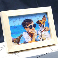 Personalisierbares DIY Holz Puzzle mit Foto – Bild im Rahmen oder Flasche – Persönliches Geschenk für Familie, Freunde & Partner