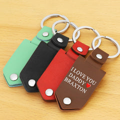 Personalisierter Leder-Schlüsselanhänger mit Foto & Text – Perfektes Geschenk für Papa oder Mama zu Vatertag oder Muttertag