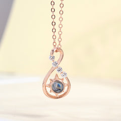 Personalisierte Silber Sternkompass Unendlichkeits Kette mit Foto Gravur im Stein - Perfekte Bild Erinnerungsgeschenk für Sie