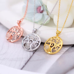 Personalisierte Foto Projektion Kette - Lebensbaum Amulett mit Foto Drin