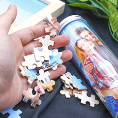 Personalisierbares DIY Holz Puzzle mit Foto – Bild im Rahmen oder Flasche – Persönliches Geschenk für Familie, Freunde & Partner