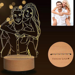 3D Fotolampe mit Gravur – LED Nachtlicht, dimmbar, Holzsockel,Perfektes Geschenk Hochzeit, Muttertag,Geburtstag und Jubiläum