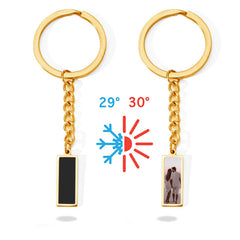 Personalisierte Schwarzer Bar Magische Schlüsselanhänger mit deinem geheimen Foto & Gravur – sichtbar durch Wärme