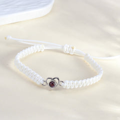 Personalisierbares Herz Kordel Freundschafts Armband mit Bild im Stein – Geheimfoto & Wunschgravur Geschenk für Sie