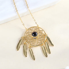 925 Silber Damen Traumfänger Projektionskette mit Federn – Kette mit Bild im Stein, Personalisierte Fotogeschenke für Sie