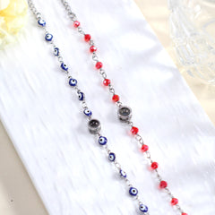 Personalisiert Blaue Augen Rote Kristall Perlen Armband mit bild im stein - Perfekte Erinnerungsgeschenk für Sie