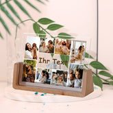 Personalisierter Beleuchteter Bilderrahmen mit 8 Fotos und Gravur - LED Nachtlicht für Paare, Familie,Partner Erinnerungs Foto Geschenk