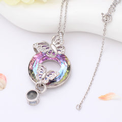 925 Silber Personalisierte Kette mit Bild im Stein- Schmetterlings Kristall Anhänger
