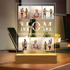 Personalisierter Beleuchteter Bilderrahmen Mit 6 Fotos, Kindernamen & Wunschtext - MOM Vorlage, Erinnerungs Geschenk für Mama oder Mutter