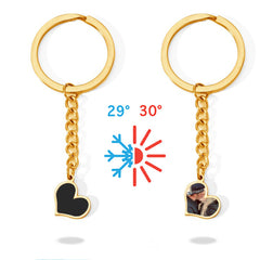 Personalisierte Schwarzer Herz Thermoaktive Foto Schlüsselanhänger mit verstecktem Bild - Erinnerungsgeschenk für Sie