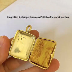Personalisierte 925 Silber Foto Medaillon Kette – Buch Anhänger mit Sonne und Sternen, Platz für Bilder, Notizen und Haare, Kreatives Geschenk