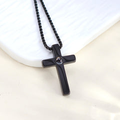 Personalisierte Schlichtes Kreuz Anhänger für Männer – Kette mit Bild im Stein, Geschenke für Männer mit Foto