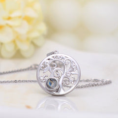 Personalisierte Foto Projektion Kette - Lebensbaum Amulett mit Foto Drin