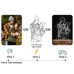 3D Fotolampe mit Gravur – LED Nachtlicht, dimmbar, Holzsockel, perfektes Geschenk für jeden Anlass