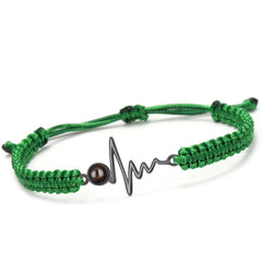 925 Silber Personalisierte Sonne Kreis Armband mit Bild im Stein - Verstellbares handgefertigtes Flecht Segeltau Armband
