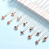 925 Silber Projektionskette – Süßer 12 Sternzeichen Anhänger mit Bild im Stein