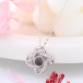 925 Sterling Silber Personalisierte Projektion Kette mit Foto drin im Stein - Unendlichkeit Kleeblatt