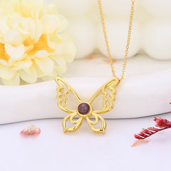 Personalisierte projektion kette mit foto im Stein - Schmetterling Anhänger,perfektes Erinnerungs Geschenke
