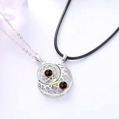 Sterling Silber Foto Projektion Kette mit Foto drin im Stein - Sonne Mond Ziehen sich gegenseitig an