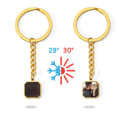 Thermoaktive Foto Schlüsselanhänger mit verstecktem Bild – Schwarzer Quadrat Anhänger, erscheint durch Körperwärme