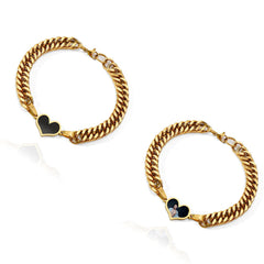 Personalisierte Robuste Seitenkette Schwarzer Herz Armband mit verstecktem Bild - Thermoaktive Foto