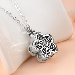 Sterlingsilber Asche Anhänger – Hohler Herzblumen Anhänger Halskette, Schmuck aus Asche für Haarbefüllung