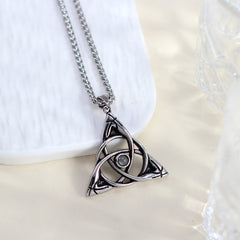 Personalisierte Foto Projektion Kette mit Bild im Stein - Keltischer Knoten Anhänger mit Runen,Wikinger Halskette für Herren