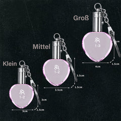 Personalisierte Kristall Schlüsselanhänger - Rosa Herz Anhänger mit Gravur 2D/3D Foto,Erinnerungs Dekorativer Geschenk für Sie