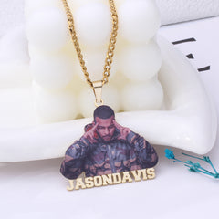 Personalisierte Foto-Halskette mit Namen – Farbdruck & Konturschnitt, Rückseite gravierbar, Geschenk für Männer & Frauen