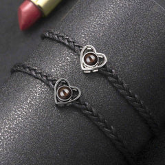 Personalisierbares Herz Foto Armband mit Bild - Handgemachtes Verstellbares Geflochtenes Seil