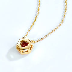 925 Silberkette vergoldet mit 18K – Hexagramm mit Runder Geburtsstein & Herz – Eleganter Schmuck für jeden Anlass
