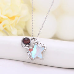 Personalisierte Projektion Kette mit Foto drin im Stein - Blauer Kristall Stern