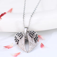 Personalisierte Herz Flügel Projektion Kette mit Foto drin im Stein zum Aufklappen