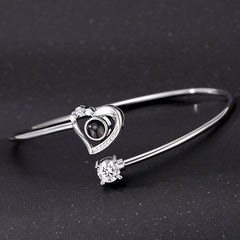 Personalisierbares offener Herz Projektionsarmband mit Fotos & Gravur, Erinnerungsgeschenk für Sie