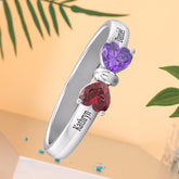 Personalisierter 925 Silber Geburtsstein Herz Schmetterling Ring – Namensgravur & Innengravur, perfekte Geschenk für sie, um Liebe auszudrücken