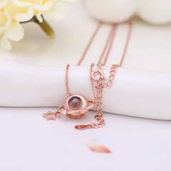 925 Silber Personalisierte Kette mit Foto im Stein - Planeten Anhänger mit Bild, Geschenk für Sie und Weihnachten