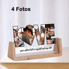 Personalisierter Bilderrahmen mit 4 Fotos & LED – LOVE Vorlage, Nachtlicht Fotogeschenk für Paare & Ehefrauen ihre Liebe auszudrücken