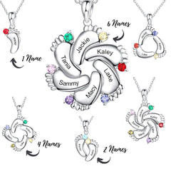 Personalisierte Namenskette mit Geburtsstein – Unendlichkeitsblume Füße,Kreative Geschenke für Mama und Oma