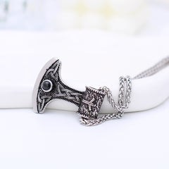 Foto Projektion Halskette mit Bild im Stein für Männer - Wikinger Runenaxt Anhänger