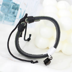 Personalisiertes Projektions Leder Armband mit Foto - 925Silber Quadratischer Anhänger