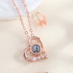 925 Silber Personalisierte Feine Zirkon Herz Kette mit Bild im Stein – Perfekte Foto & Gravur Erinnerungsgeschenk für Sie