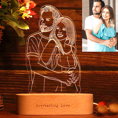 3D Fotolampe mit Gravur – LED Nachtlicht, dimmbar, Holzsockel, perfektes Geschenk für jeden Anlass