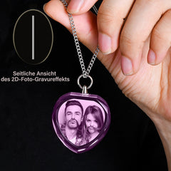 Personalisierte 2D/3D Foto Kette – Hochwertige Rosenquarz Herz Anhänger,Erinnerungs Schmuck Geschenke für Frauen
